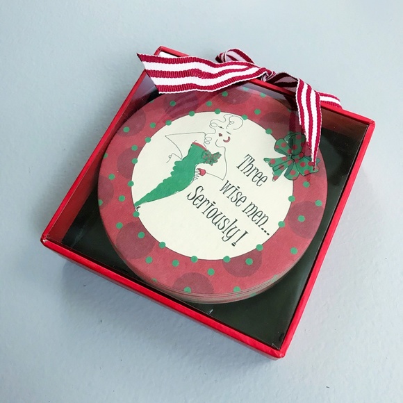 CREATIVE PAPERS Christmas Drink Coaster Set Of 12 Funny Holiday Stocking Stuffer - Picture 2 of 7